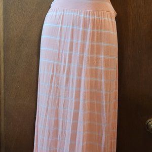 Coral striped maxi dress